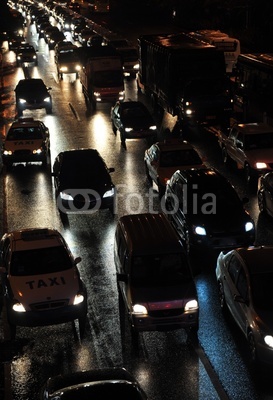traffic jam at night