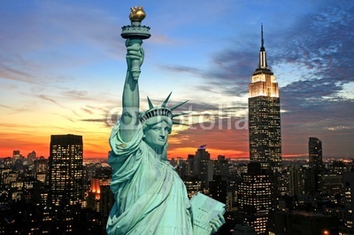 The Statue of Liberty and New York City skyline