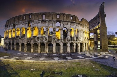 Colors of Colosseum at Sunset in Rome