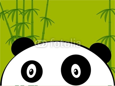 Panda on a green bamboo
