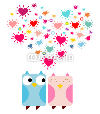 Doodle owls in love