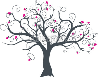 vecteur série - dessin d'arbre à fleurs vectoriel au printemps
