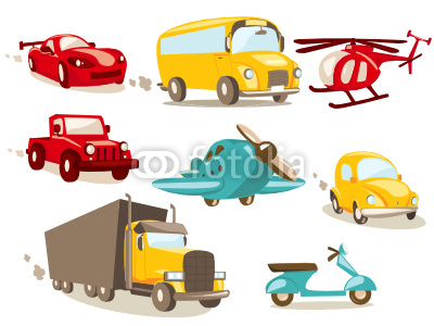 Cartoon vehicles, vector illustration
