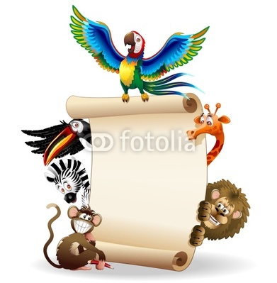 Animali Selvaggi Cartoon Sfondo-Wild Animals Background-Vector