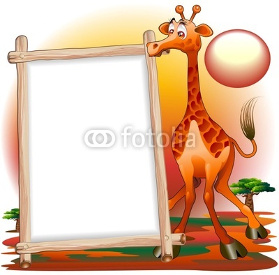 Giraffa Cartoon con Pannello-Giraffe Savannah  Background-Vector