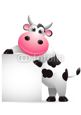 funny cow with blank sign