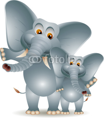 romance adult elephant with baby elephant