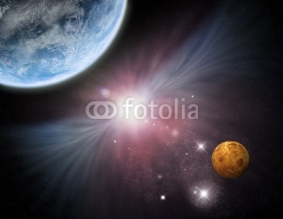 Universe - starfield planets and nebula