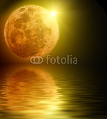 Full moon reflected in water