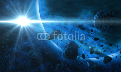 Blue cold planet in deep space