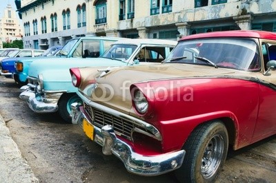 Havana, Cuba. Street scene with old cars.