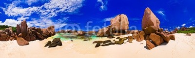 Panorama of tropical beach at Seychelles