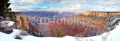 Grand Canyon panorama view in winter with snow