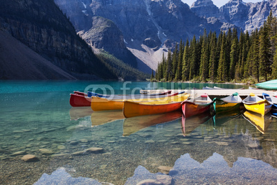 Canoes on Moraine Lake