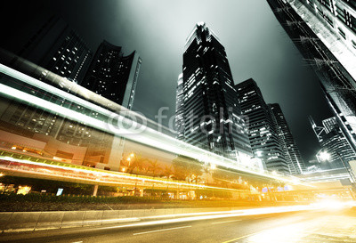 traffic in Hong Kong at night