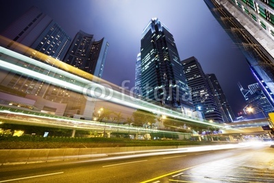 traffic in Hong Kong at night