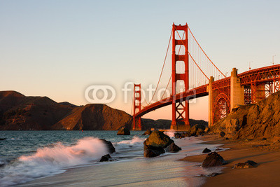 Golden Gate Bridge in San Francisco at sunset