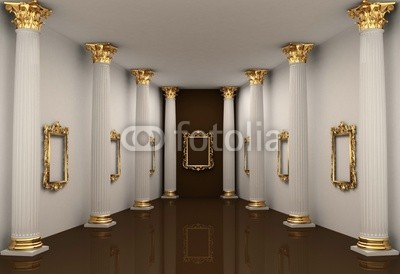 Perspective of gallery walls with Corinthian order column