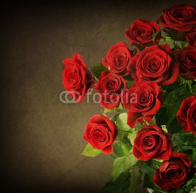 Red Roses. Vintage Greeting Card with Copy-space for Text