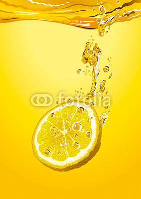 Lemon slice with bubbles