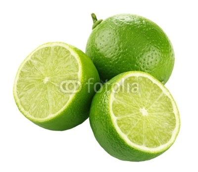 Three limes on white background