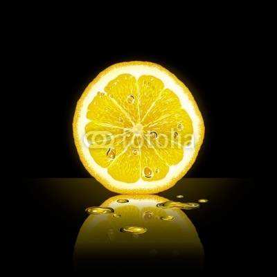 Lemon slice on black background
