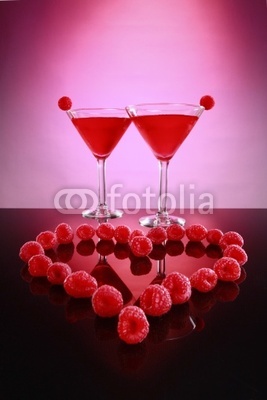 Heart shaped raspberry design and cosmopolitan