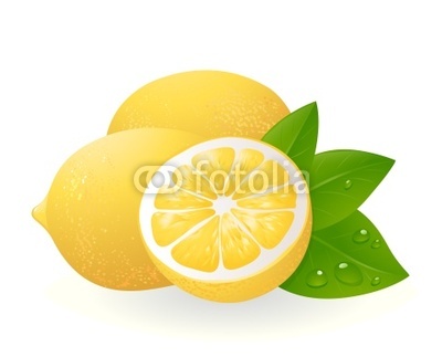 Fresh lemons with leaves