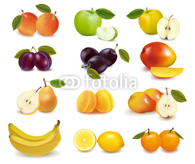 Group with different sorts of fruit. Vector.