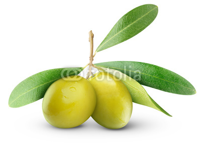 Green olives isolated on white