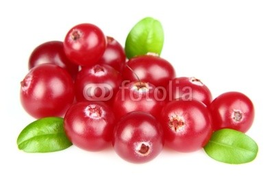 Fresh cranberry with leaves