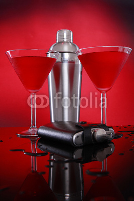 Cosmopolitan cocktail and stainless shaker