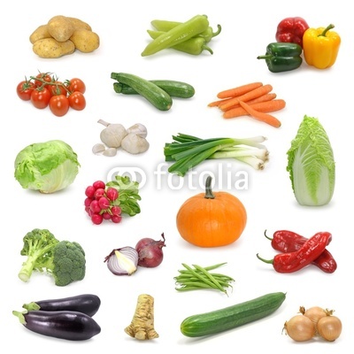 vegetable collection on white