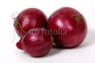 Red onions on the white background.