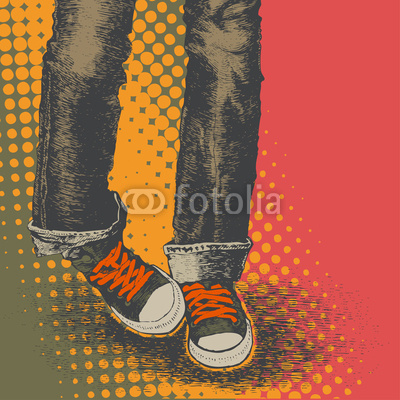 background with jeans and sneakers