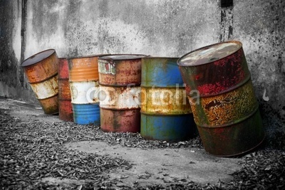 Abandoned rusty barrels