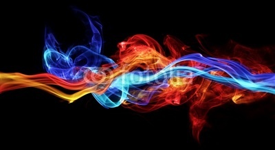 Red and blue smoke