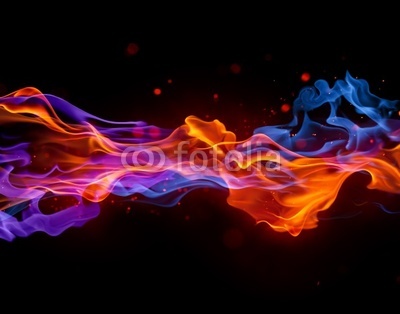 Blue and red fire