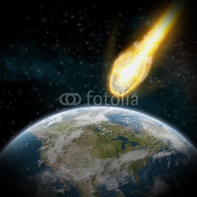 Asteroid and Earth : meteor impact over usa