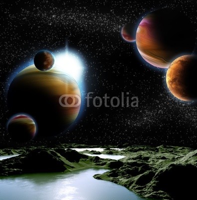 Abstract image of a planet with water. Find new sources and tech