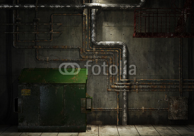 grungy pipes and dumpster background