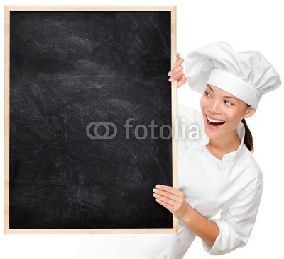 Chef showing blank menu sign