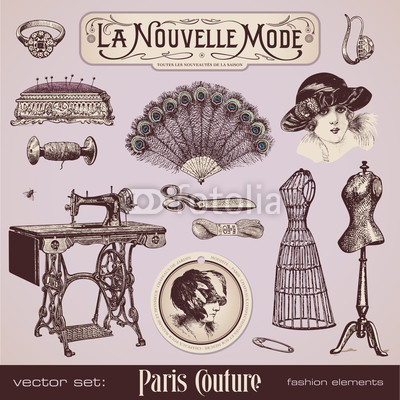 Paris fashion - collection of vintage design elements