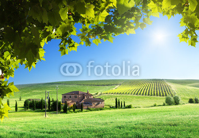 Tuscany landscape with typical farm house