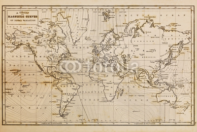 Old hand drawn vintage world map